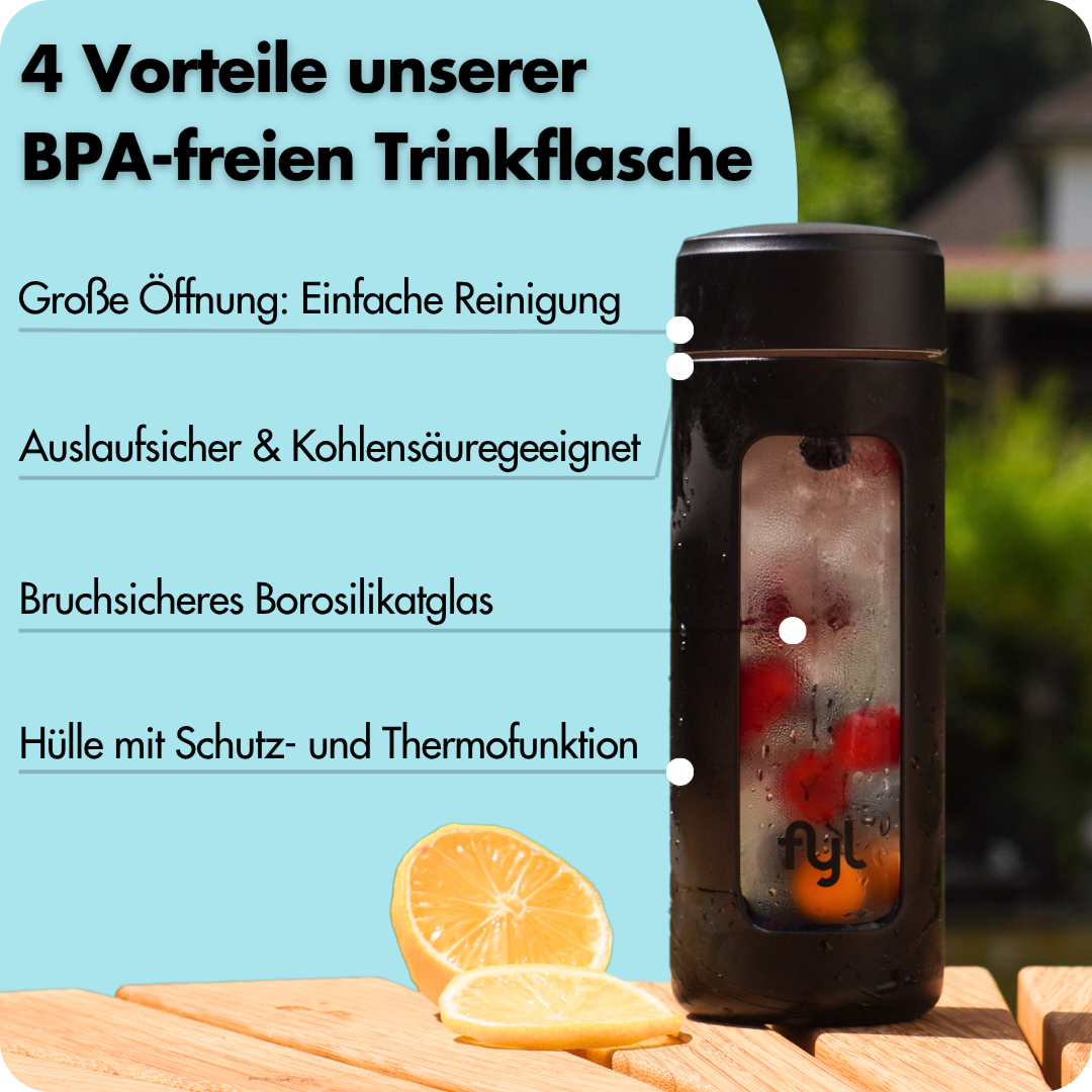 fyl Glas Trinkflasche (460ml)