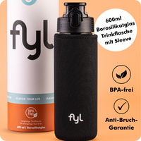 fyl Glas-Trinkflasche mit Sleeve (600ml)