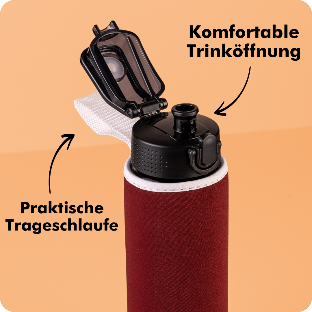 fyl Glas-Trinkflasche mit Sleeve (600ml)